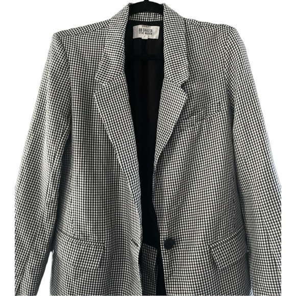 BB Dakota The Persona Blazer Black Checkered Print Oversized Size Small - Picture 6 of 6